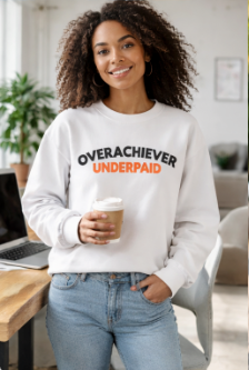 "Overachiever Underpaid" Workwear Sweatshirt-Express your Value