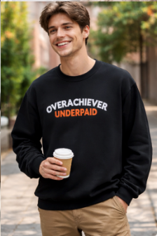 "Overachiever Underpaid" Workwear Sweatshirt-Express your Value